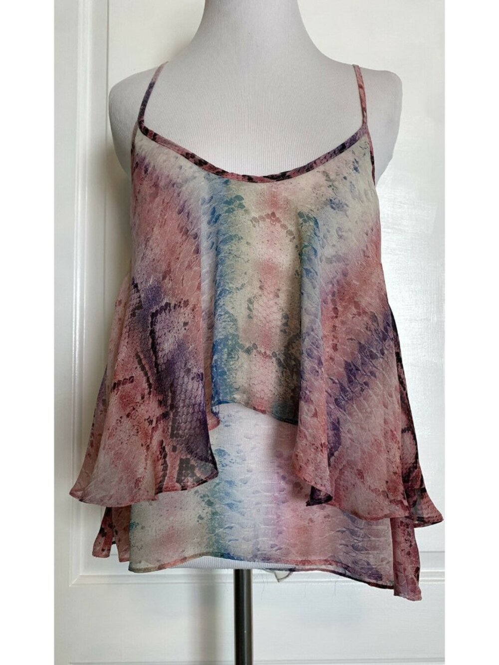 Show Me Your Mumu Snake Print Sleeveless Swing Tank Boho Flowy Watercolor M - Picture 1 of 8